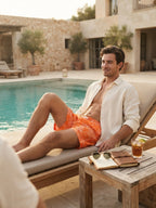 8 by Yoox Orange Bandana Print Swim Shorts (Size M)