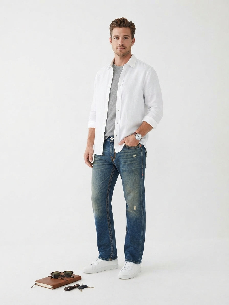 True Religion Brand Jeans Billy Distressed Flare Jeans (Size 38)