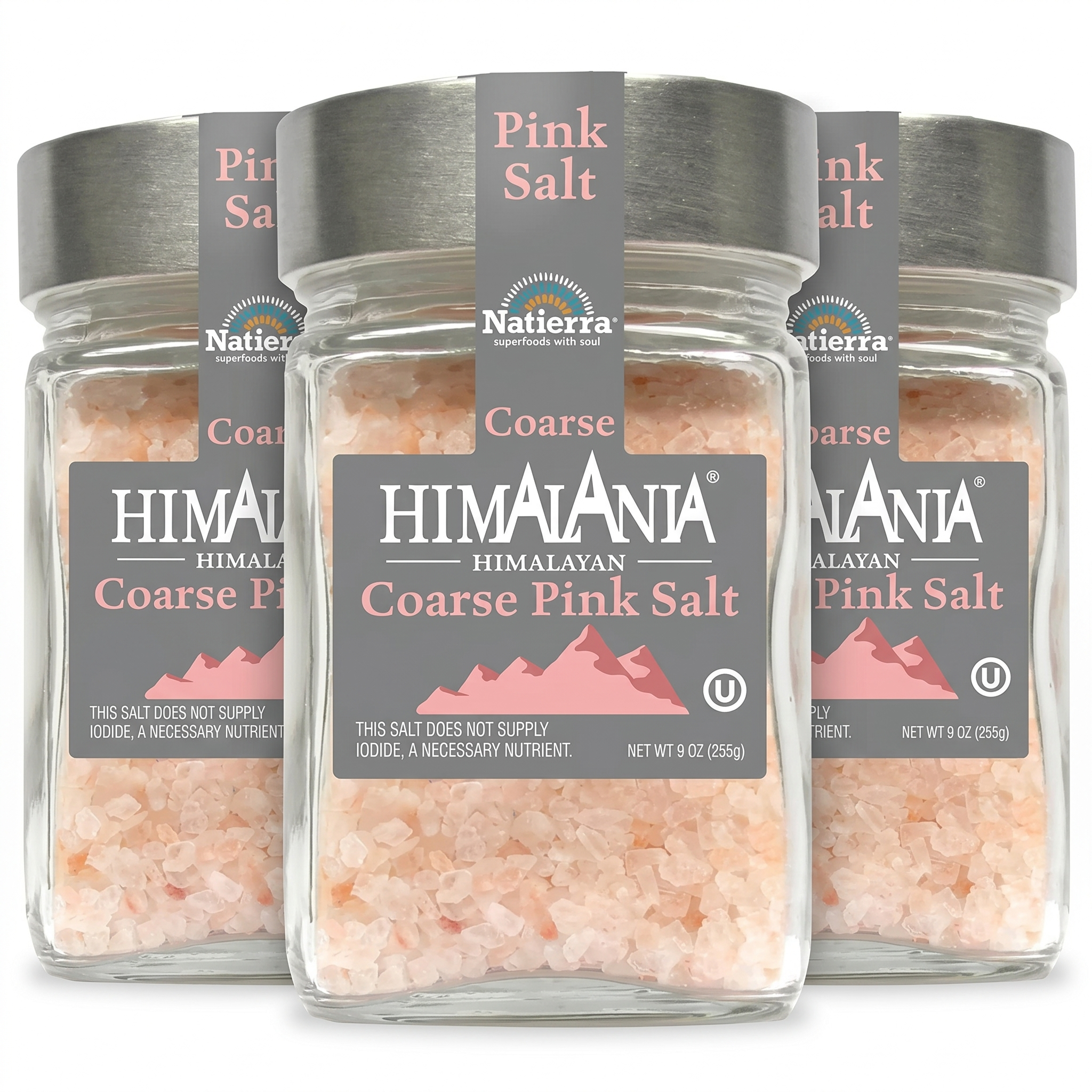 Natierra Himalania® Coarse Pink Salt Premium Glass Jar – 9 oz