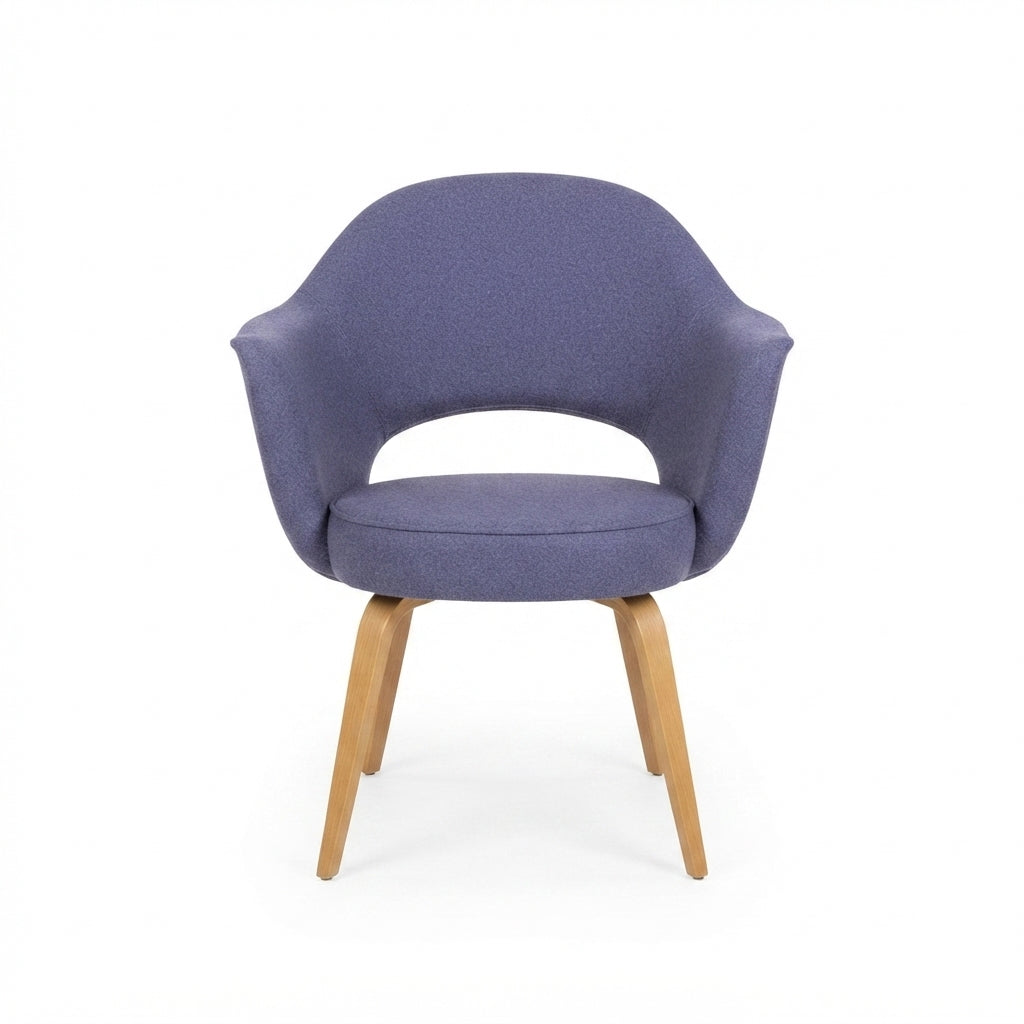 Knoll Eero Saarinen Executive Armchair Showroom Sample - Blue Upholstery with Wood Legs