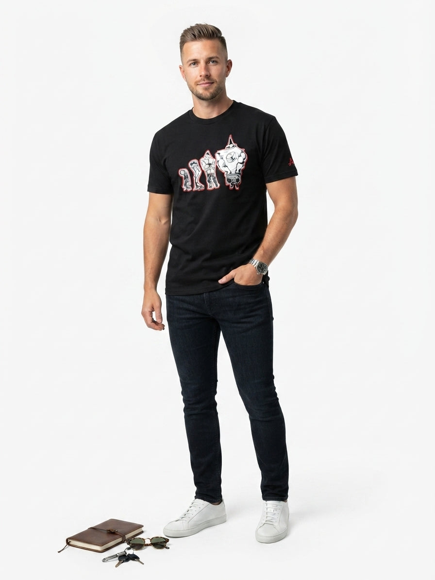 Unbranded Black Robot Evolution Graphic T-Shirt (Size L)