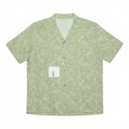 8 By Yoox Green Botanical Leaf Print Short Sleeve Camp Collar Shirt (Size: 31x38)