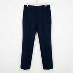 Navy Pleated Tailored Trousers with Flap Pockets (Size 2)