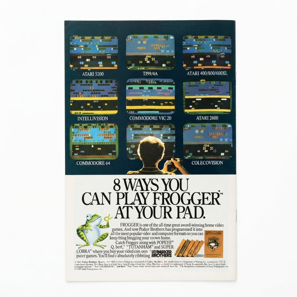 VINTAGE PARKER BROTHERS FROGGER AD (8 Ways You Can Play)
