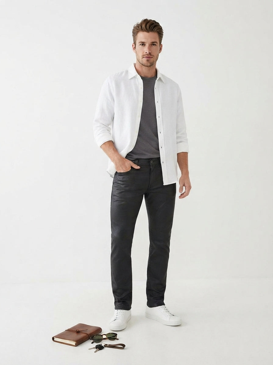 FIVE FOUR Coated Dark Grey Jeans (Size 40)