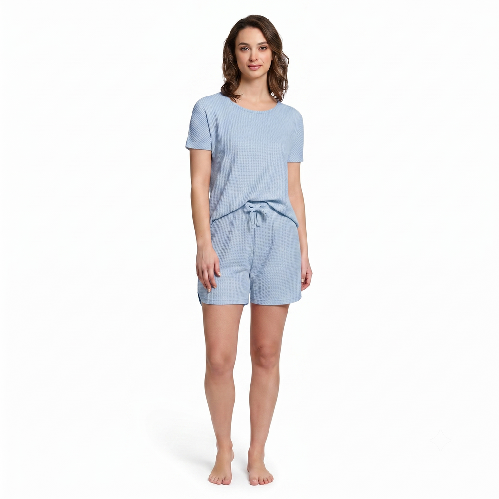 Mad Dog Women's Waffle Knit Pajama Set – Short Summer Pajamas with Shorts - Soft Comfy PJ - Breathable Loungewear Size S-XXL