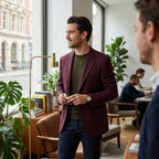 8 BY YOOX Men's Italian Single-Breasted Blazer - Burgundy