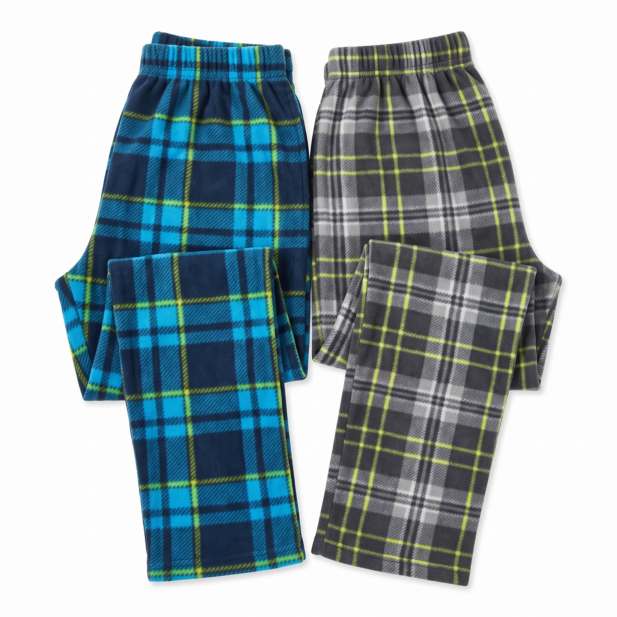 Mad Dog Boys' 2-Pack Microfleece Pajama Pants Set - Bear Plaid and Blue Plaid