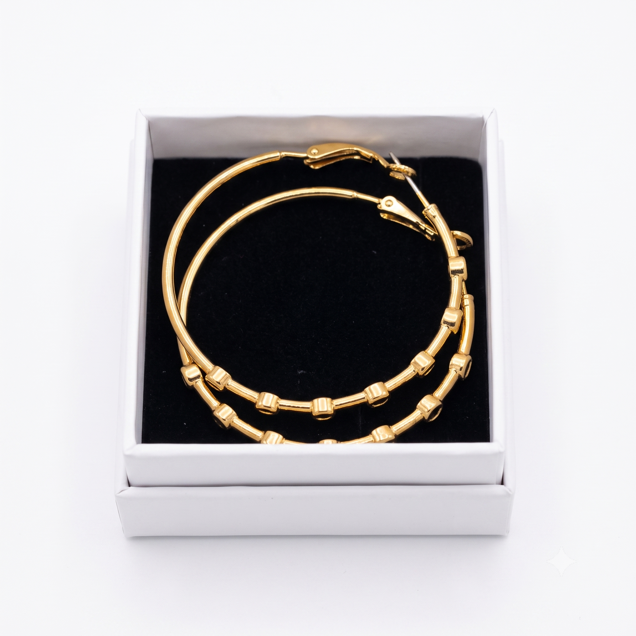 TSNMI by Kehlani Gold Segmented Hoop Earrings – Rare Streetwear Bamboo-Style Geometric Hoops