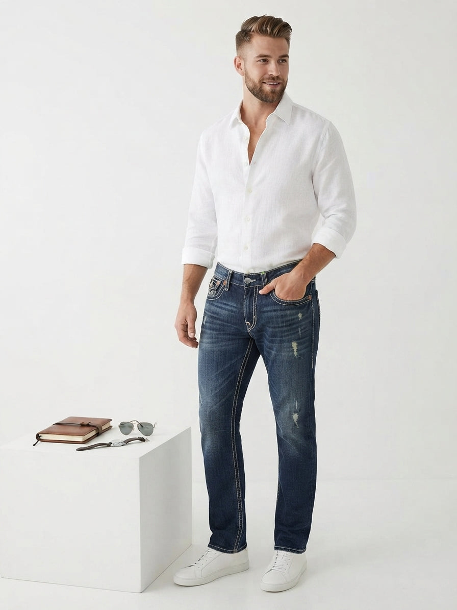FIVE FOUR Distressed Denim Jeans (Size 36)