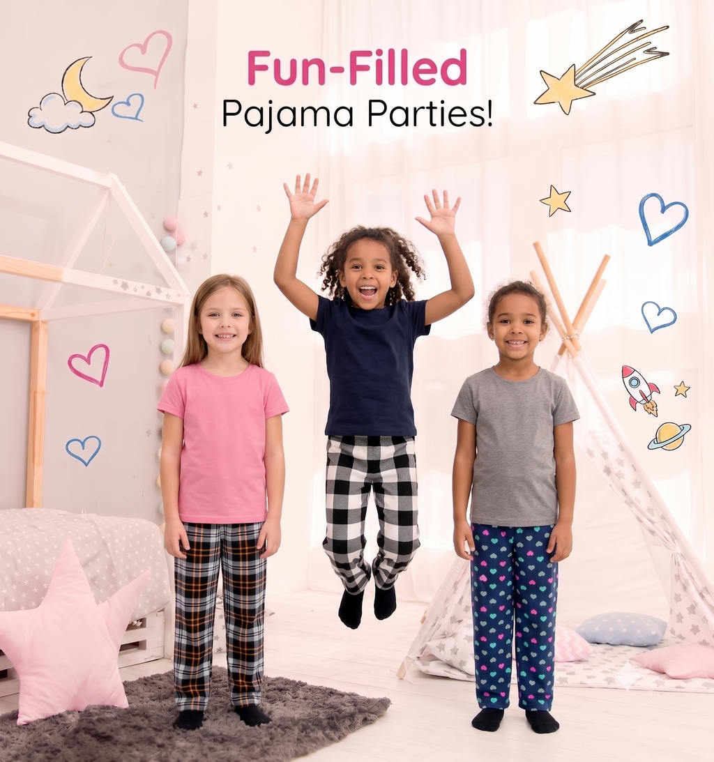 Mad Dog Girls' 3-Pack Microfleece Pajama Pants Set - Hearts, Buffalo Plaid, and Black Plaid
