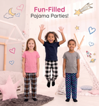 Mad Dog Girls' 3-Pack Microfleece Pajama Pants Set - Hearts, Buffalo Plaid, and Black Plaid