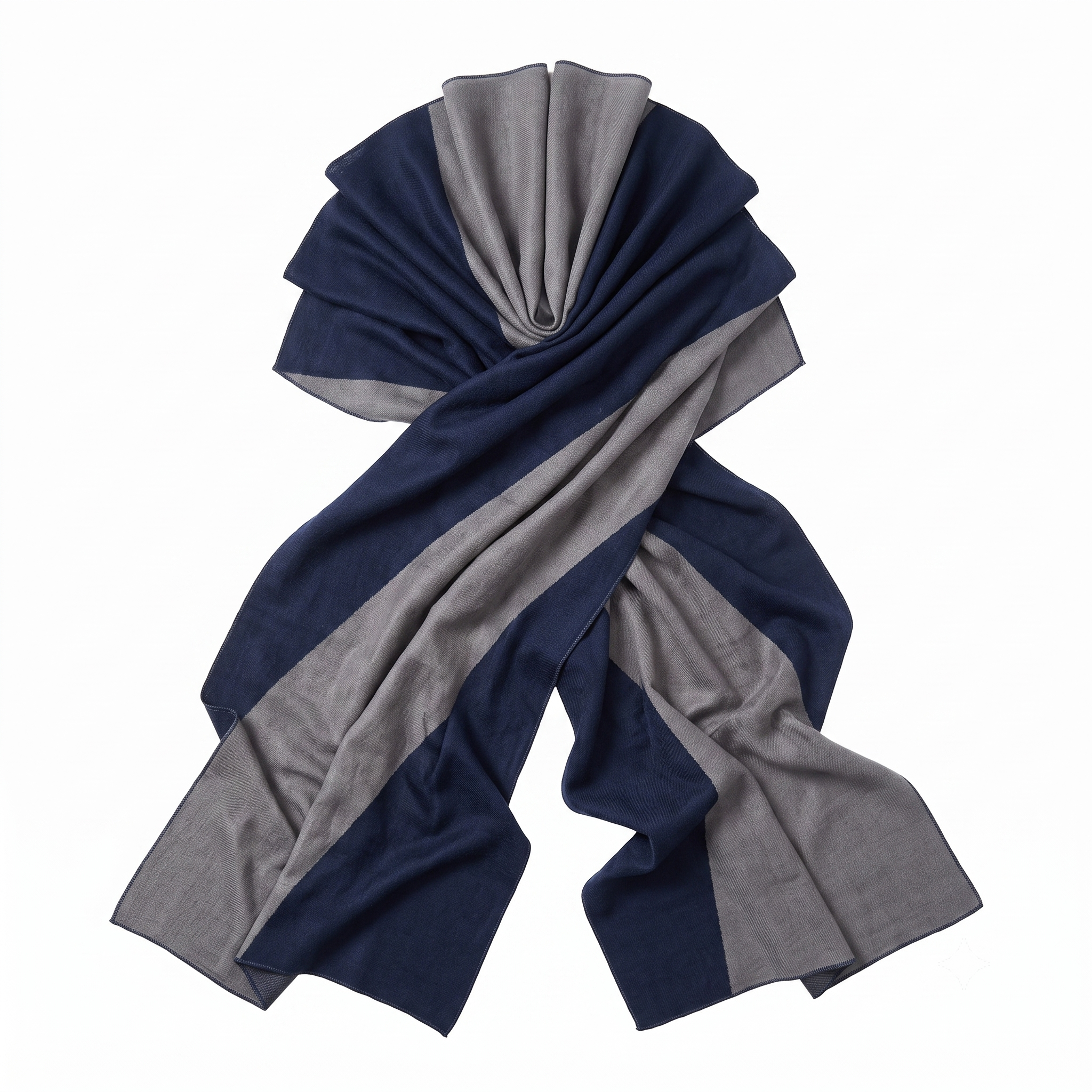 Five Four Men's "Robin" Viscose Scarf – Soft Navy Blue & Gray Colorblock Geometric Neck Wear