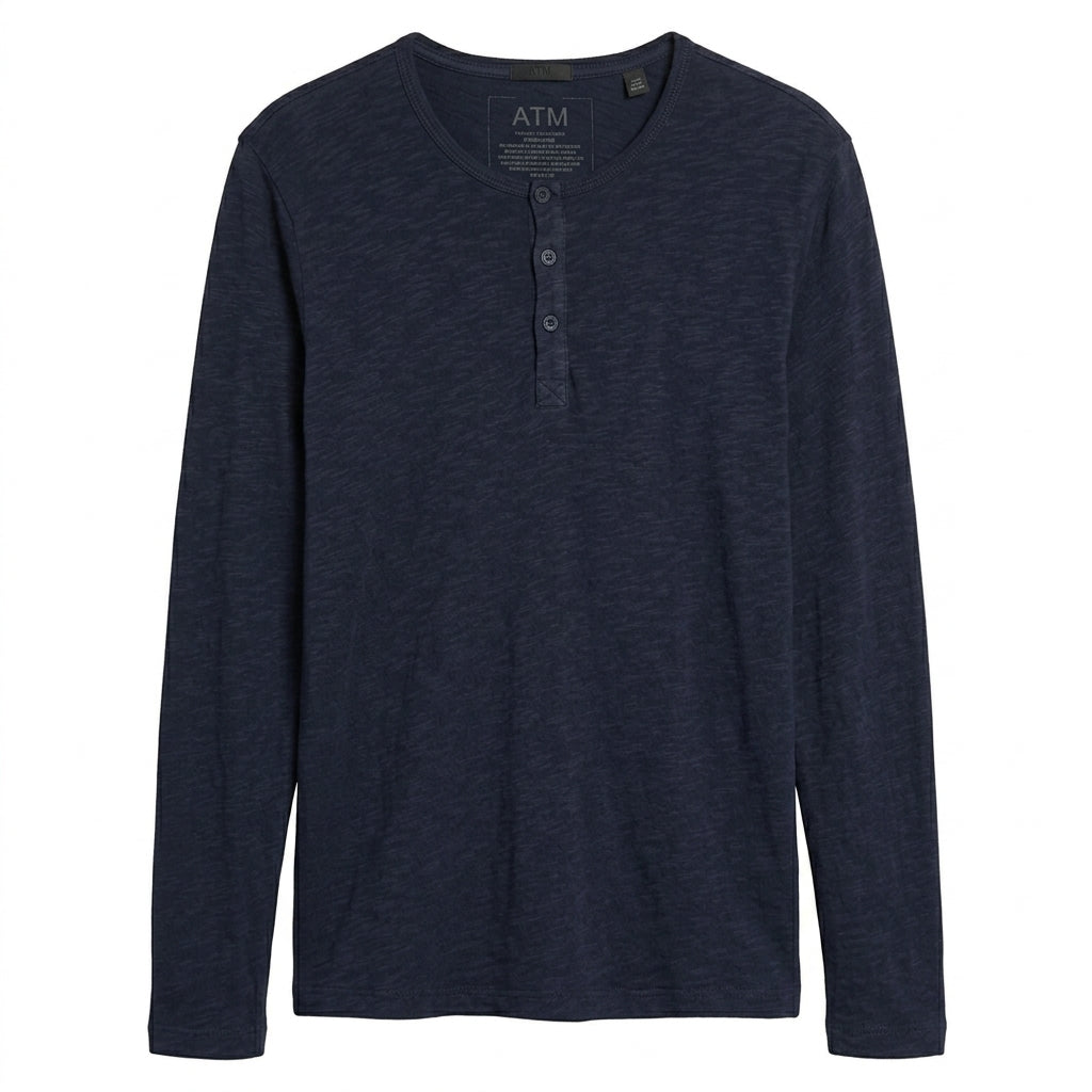 ATM Anthony Thomas Melillo Classic Jersey Long Sleeve Henley - Midnight