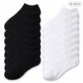 HOT FEET Ladies Solid Black & White 18-Pack No-Show Socks