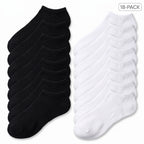 HOT FEET Ladies Solid Black & White 18-Pack No-Show Socks