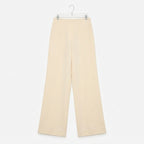 Cream Satin Wide Leg Pants (Elastic Waist)