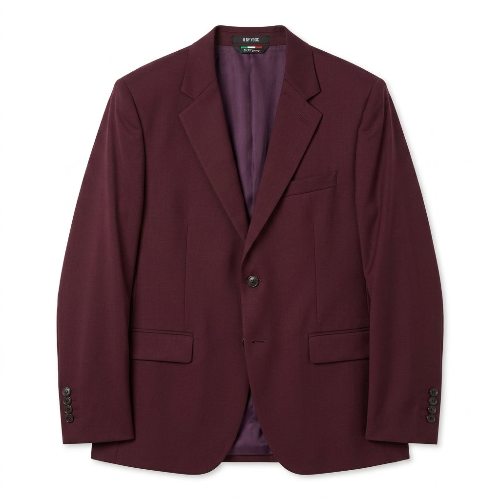 8 BY YOOX Men's Italian Single-Breasted Blazer - Burgundy