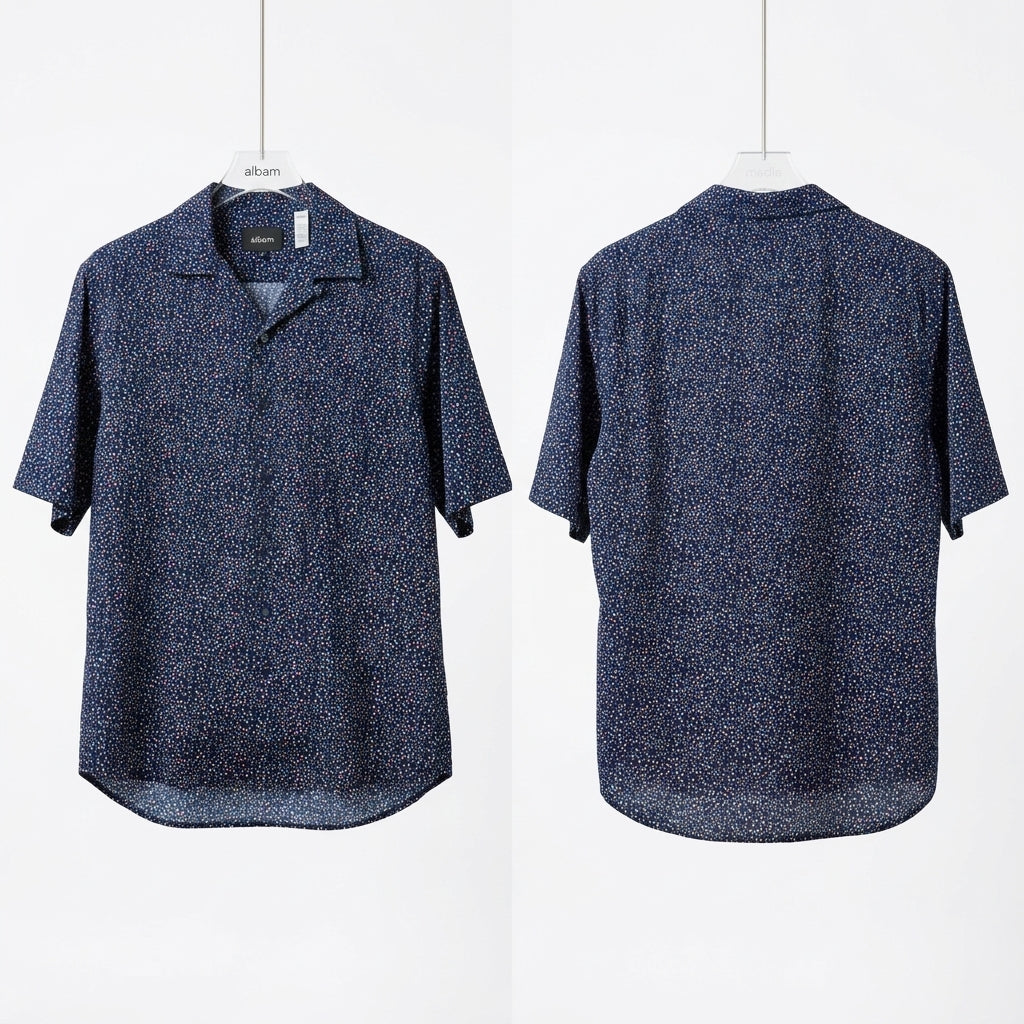 Albam Panama Short Sleeve Shirt - Navy Print