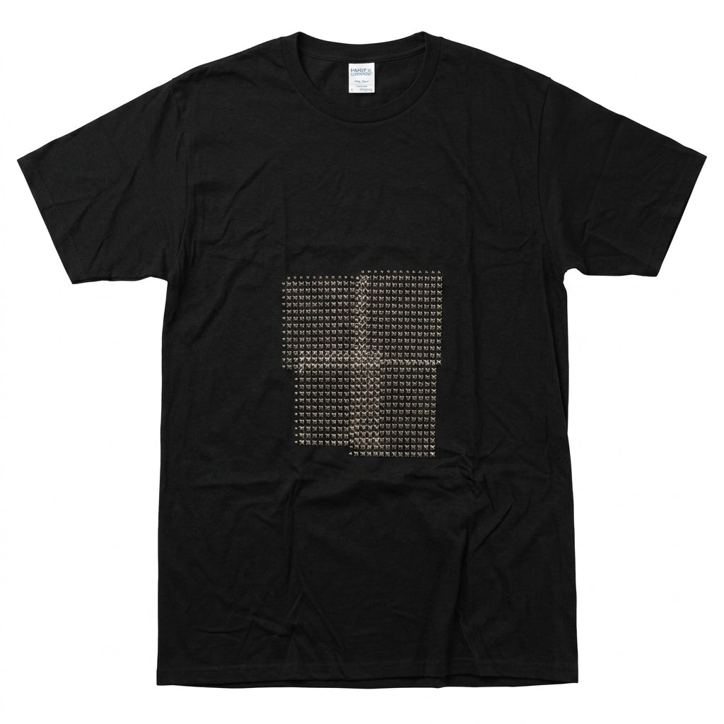 Port & Company Black Novelty DTG Grid Test Pattern T-Shirt - 100% Ring Spun Cotton - Size L