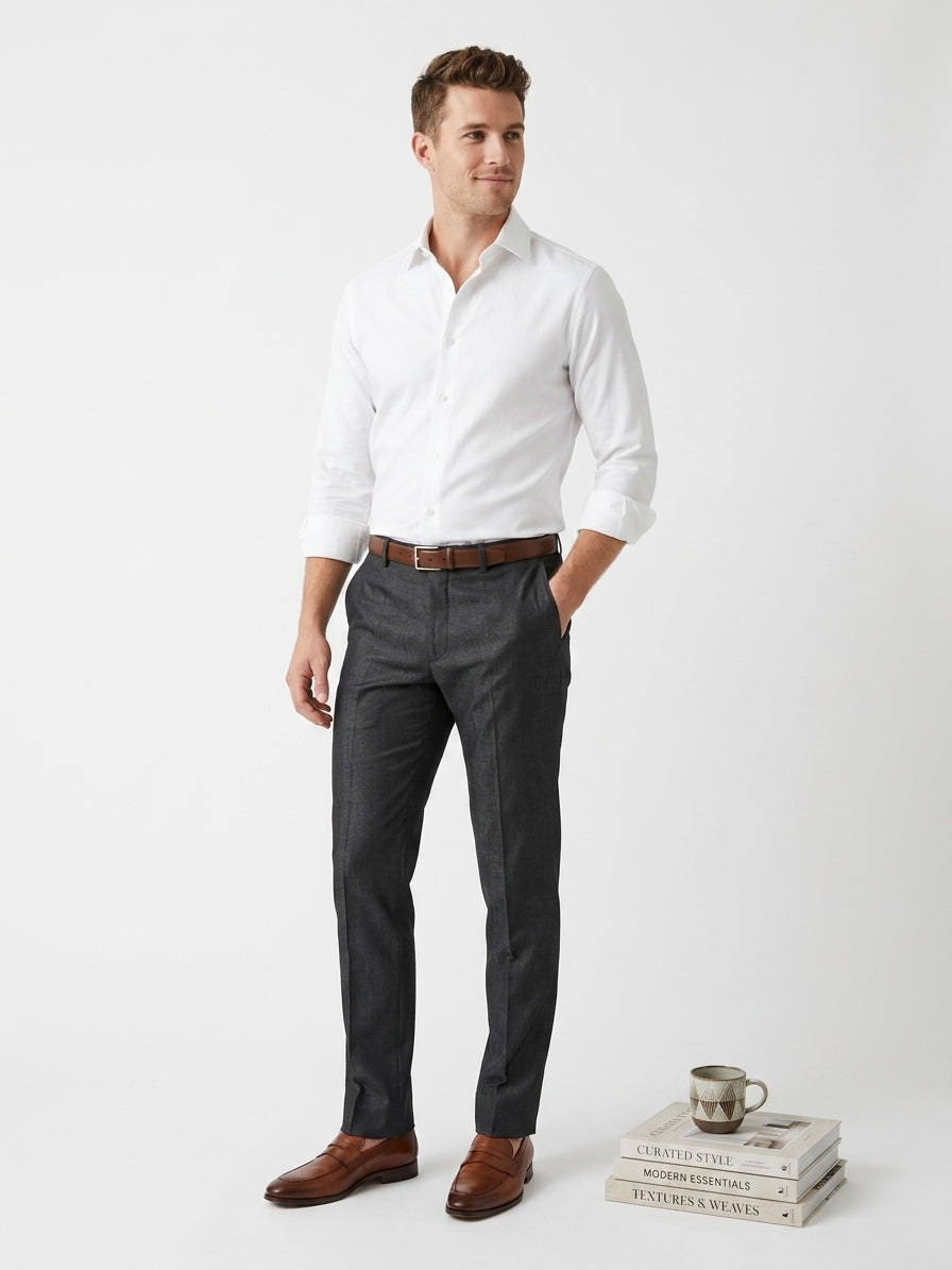 Gazzarrini Dark Grey Virgin Wool Trousers (Size 50)