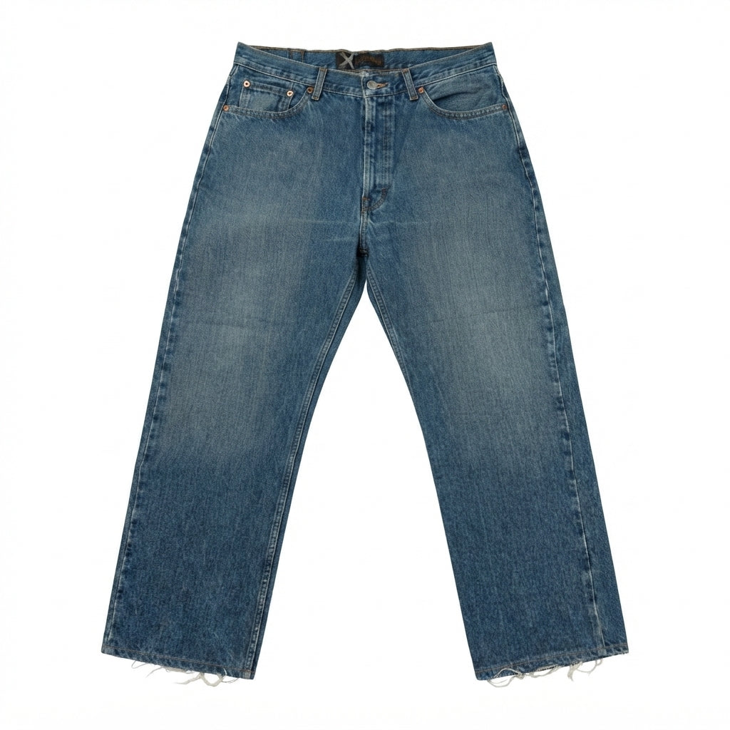 Express X Relaxed Fit Mineral Wash Jeans (Frayed Hem)