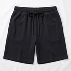 Men's Waffle Knit Lounge Summer Shorts - Black