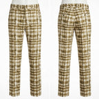 8 BY YOOX Men's Italian Printed Check Trousers - Olive Green