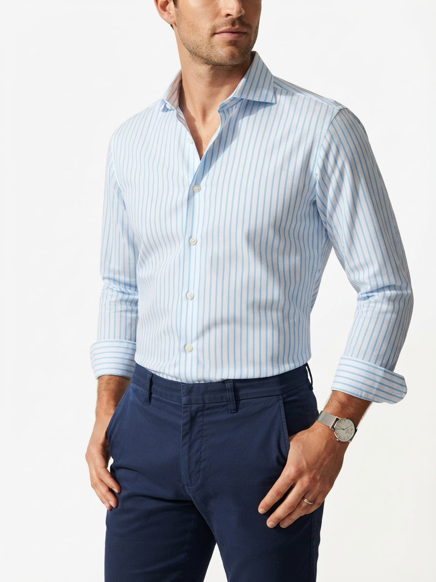 Anto Beverly Hills Blue Striped Dress Shirt (Size 16.5/38)