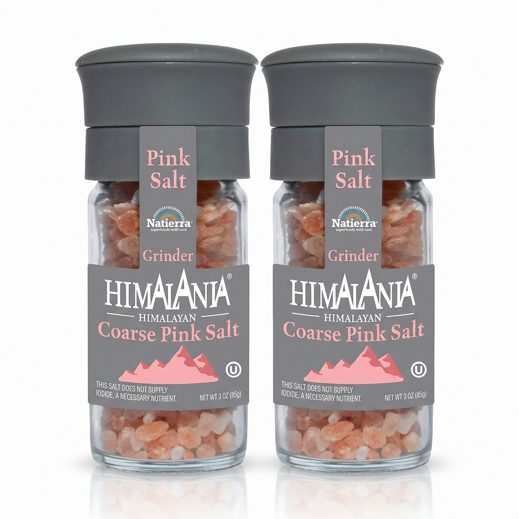 Natierra Himalania® Coarse Pink Salt Glass Grinder Bottle – 3 oz