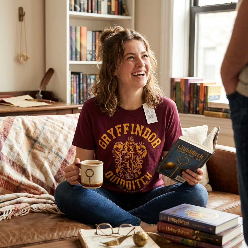Harry Potter Official Gryffindor Quidditch Graphic T-Shirt - Maroon - Size M