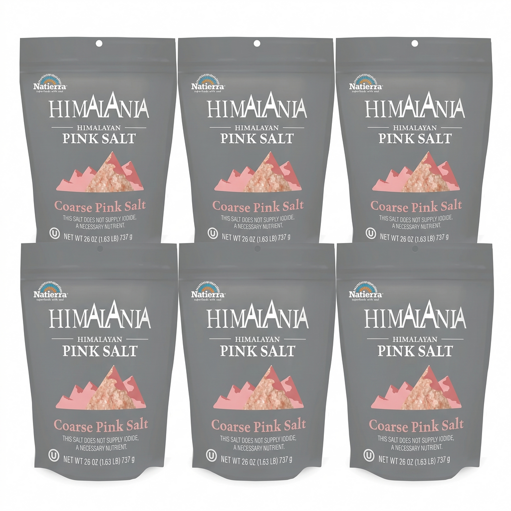 Natierra Himalania® Coarse Himalayan Pink Salt – 26 oz (737g), 6-Pack