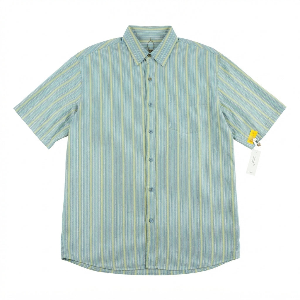 Tommy Bahama 100% Silk Striped Short Sleeve Shirt (Size L)