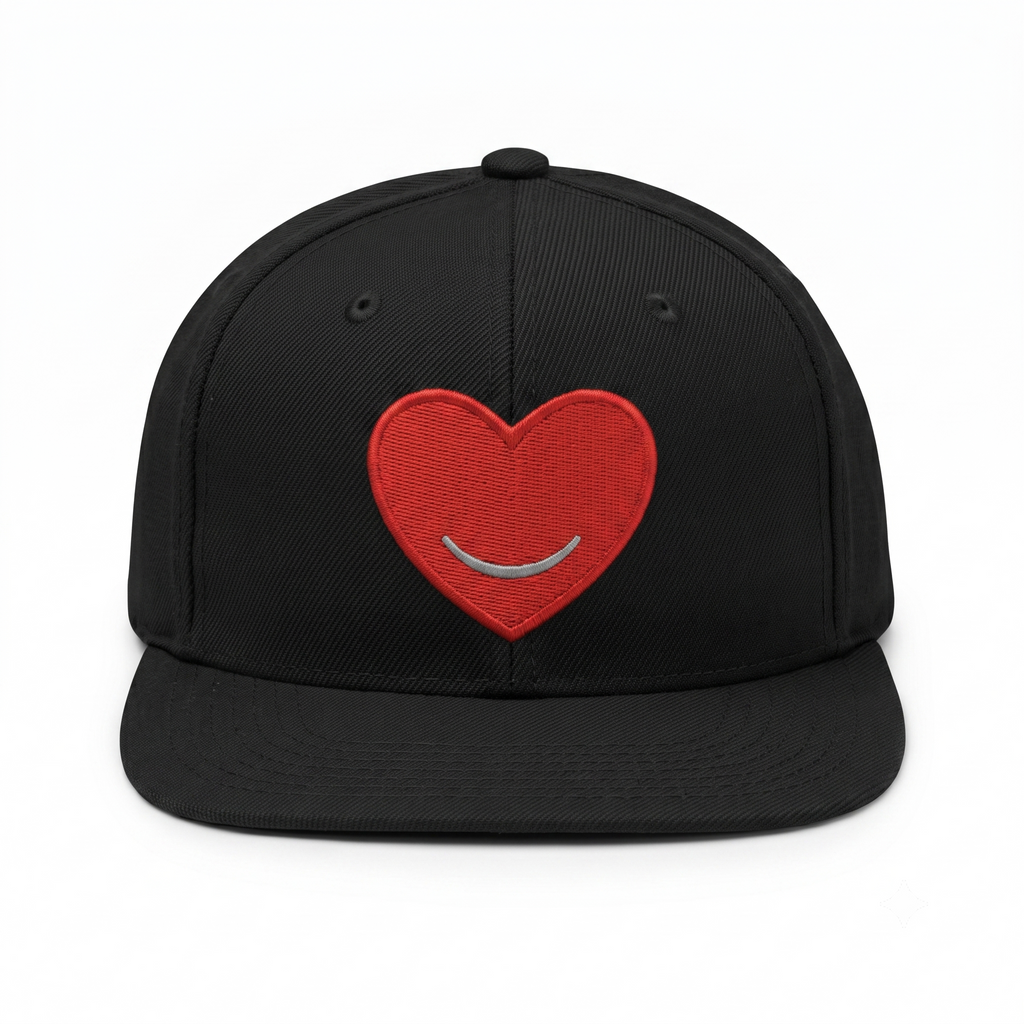 Sabi Goods Red Heart Embroidered Snapback - Black