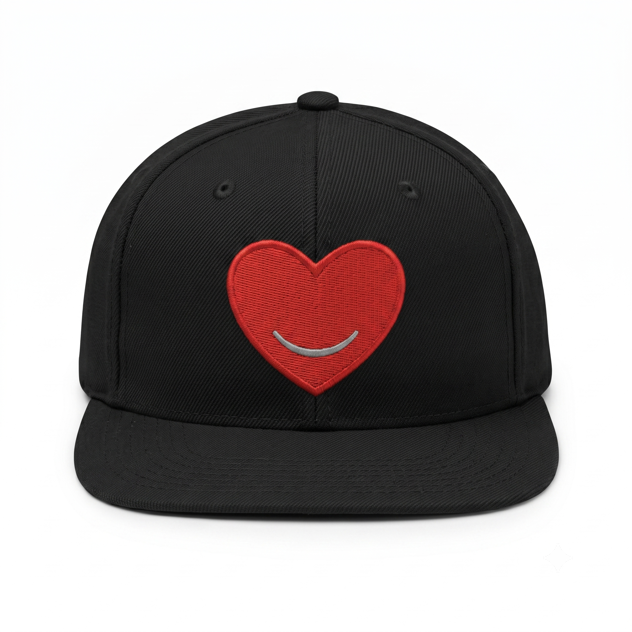 Sabi Goods Red Heart Embroidered Snapback - Black