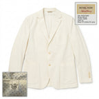 Royal Row Italian Luxury Wells Blazer - Ivory Textured Cotton - Size IT 48