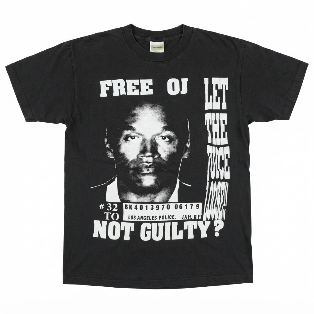 Vintage Free OJ Not Guilty Mugshot T-Shirt (Black)