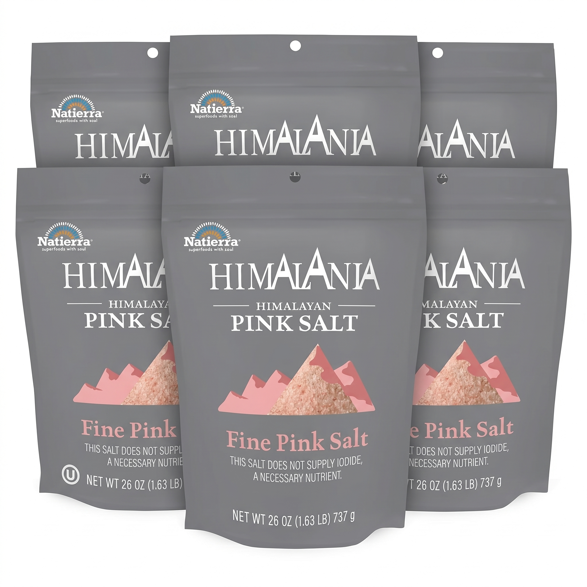 Natierra Himalania® Fine Himalayan Pink Salt – 26 oz (6-Pack)