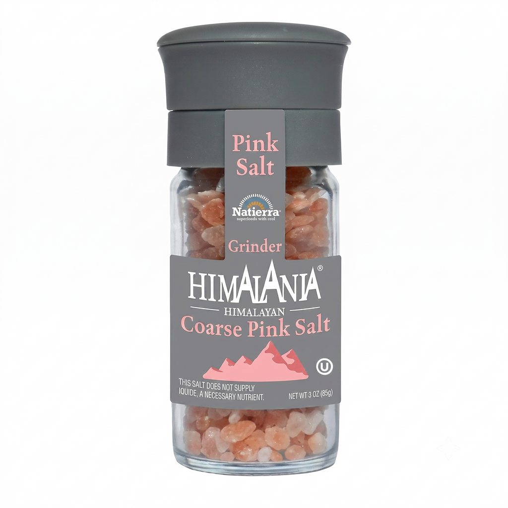 Natierra Himalania® Coarse Pink Salt Glass Grinder Bottle – 3 oz