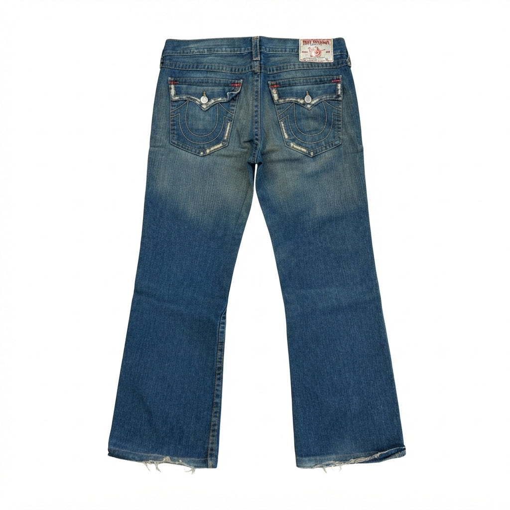 True Religion Brand Jeans Billy Distressed Flare Jeans (Size 38)