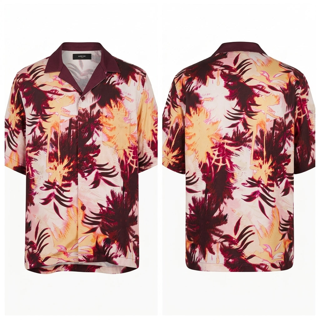 AMIRI Palm Tree Printed Camp Collar shirt Made in Italy