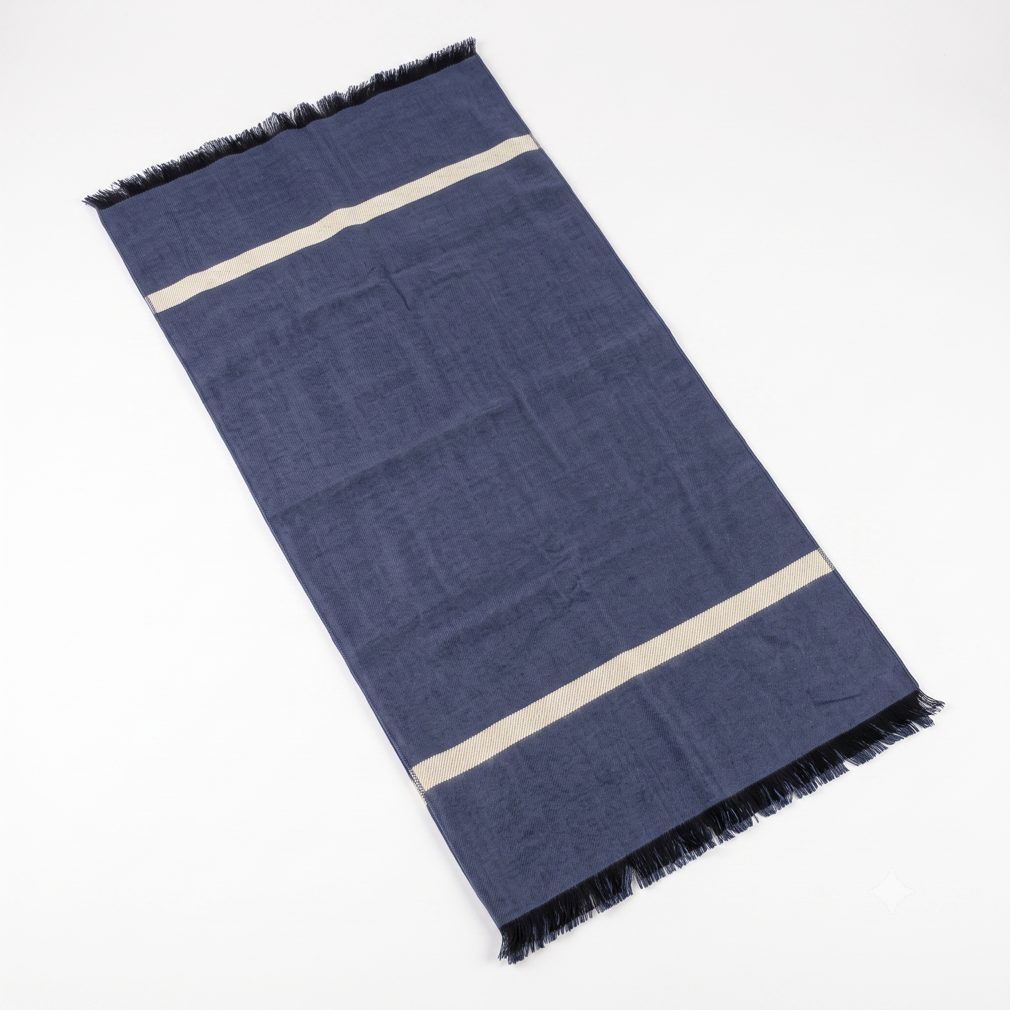 Five Four Men's "Harvard" Viscose Scarf – Muted Slate Navy Blue with Cream Accent Stripe