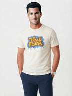 FIVE FOUR Comic Style Graphic T-Shirt (Cream)