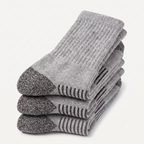 HOT FEET Kids Wool Blend Crew Winter Socks (4-Pack) - Grey