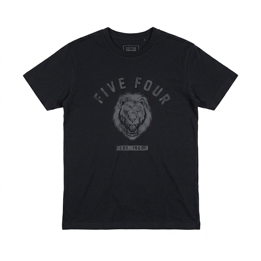 FIVE FOUR Premium Vintage Navy Lion T-Shirt