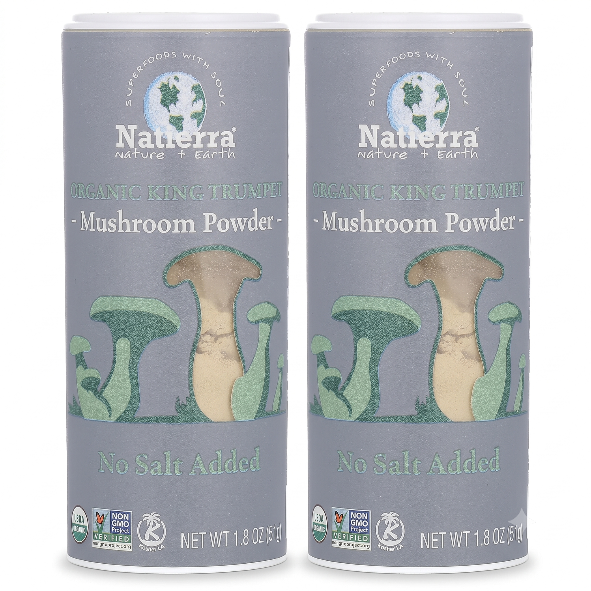 Natierra Organic King Trumpet Mushroom Powder – No Salt Added, Pure Umami Seasoning (1.8 oz)