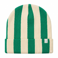 SkateMoss Baseline Striped Knit Beanie – Kelly Green & Vintage Cream Cuffed Winter Cap