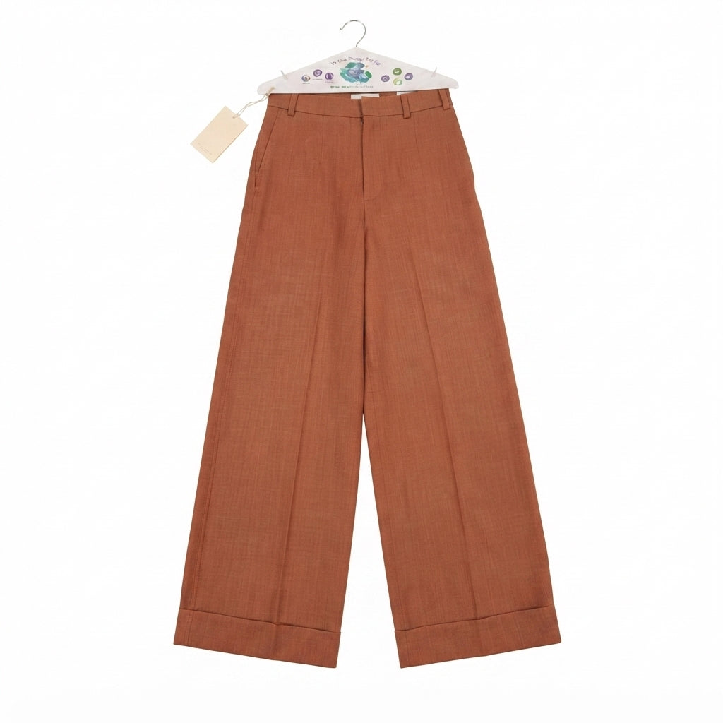 COS Brown Pleated Wide-Leg Trousers (EUR 34)