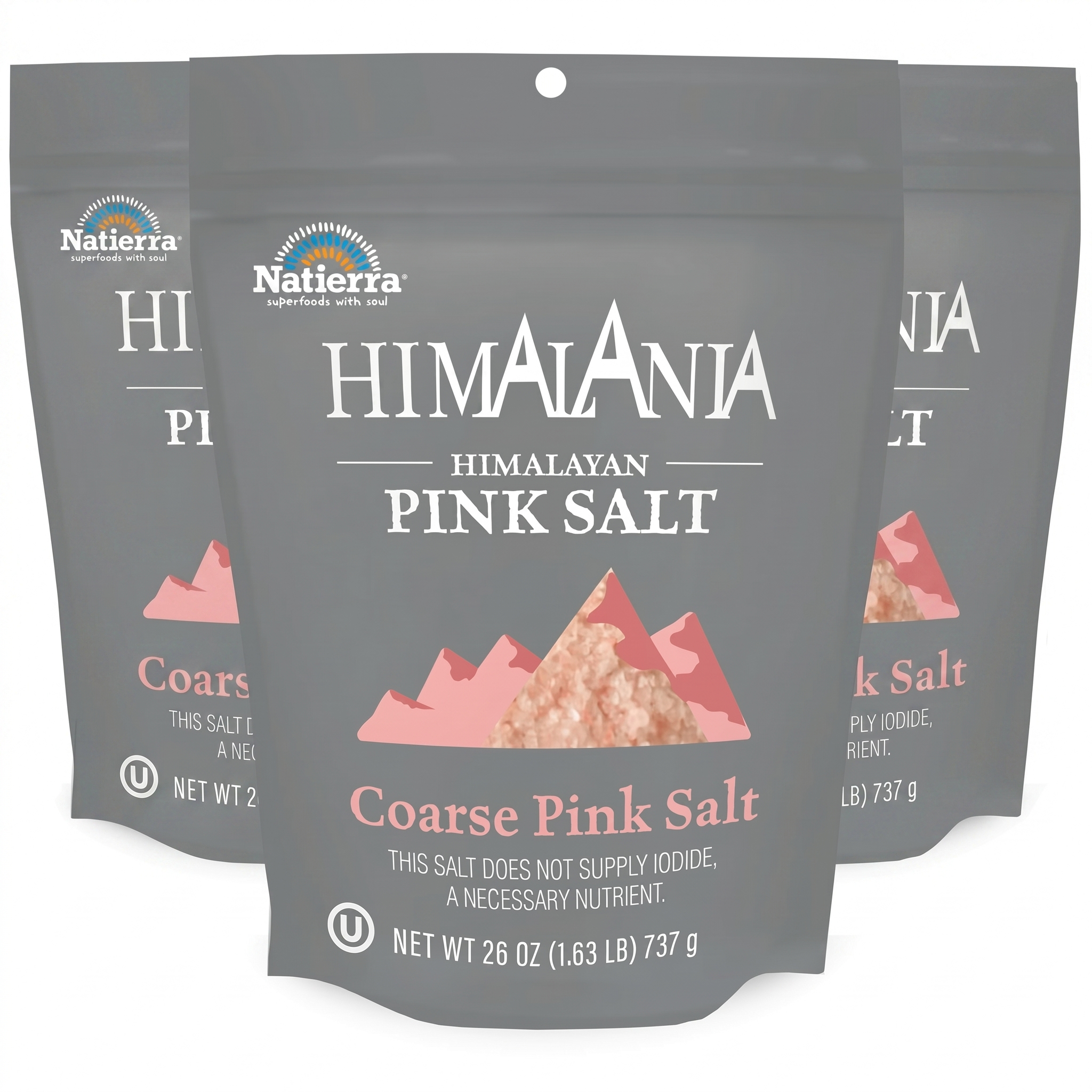 Natierra Himalania® Coarse Himalayan Pink Salt – 26 oz (737g), 6-Pack