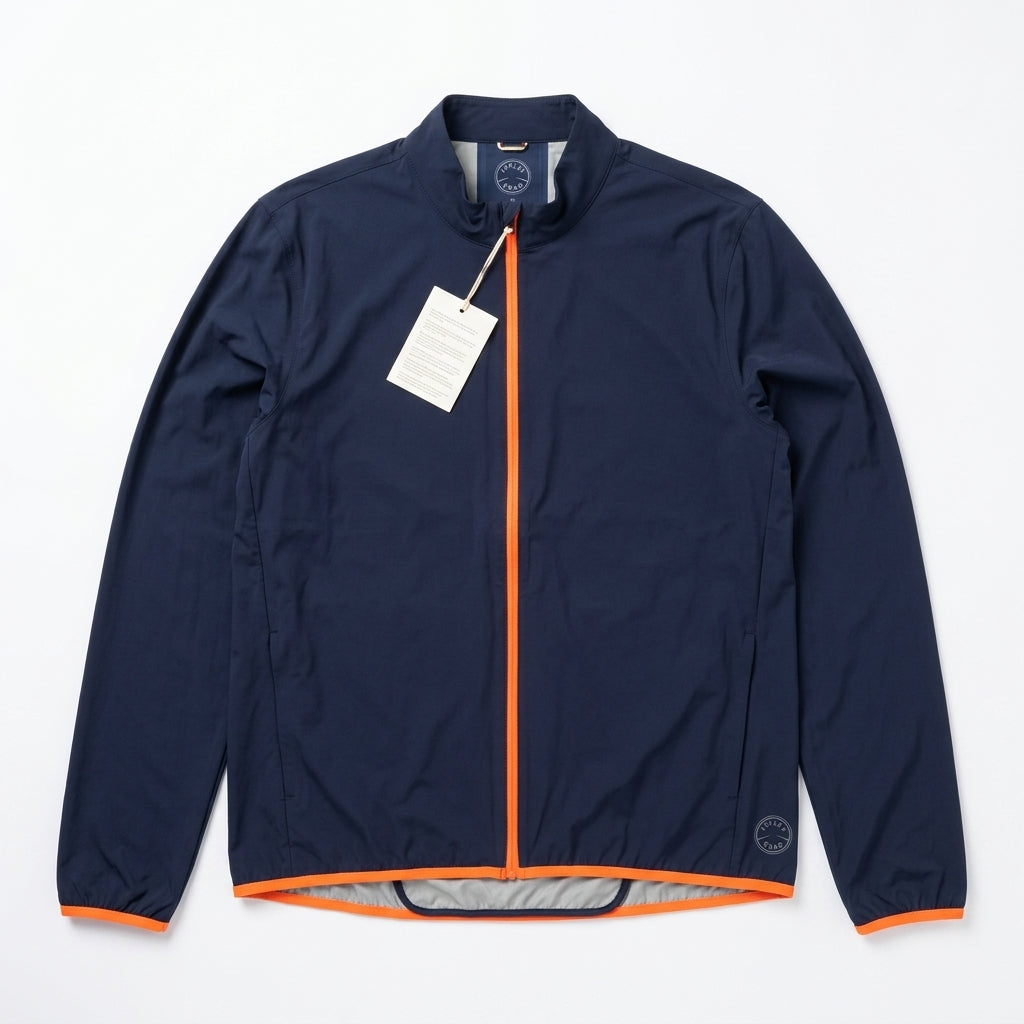 Iffley Road Men's Performance Running Jacket  made in Italy- Navy/Orange - 50% OFF